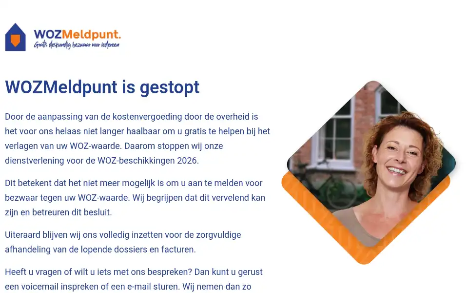 Screenshot of wozmeldpunt.nl