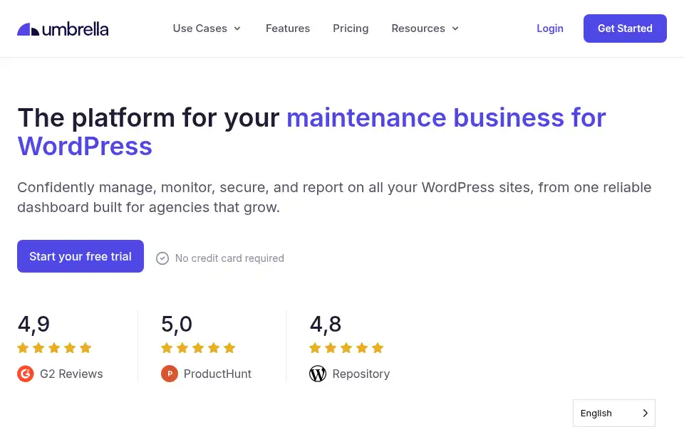 Screenshot of wp-umbrella.com