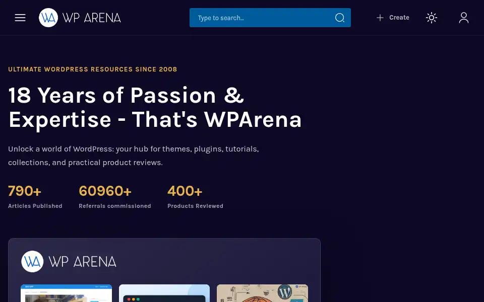 Screenshot of wparena.com