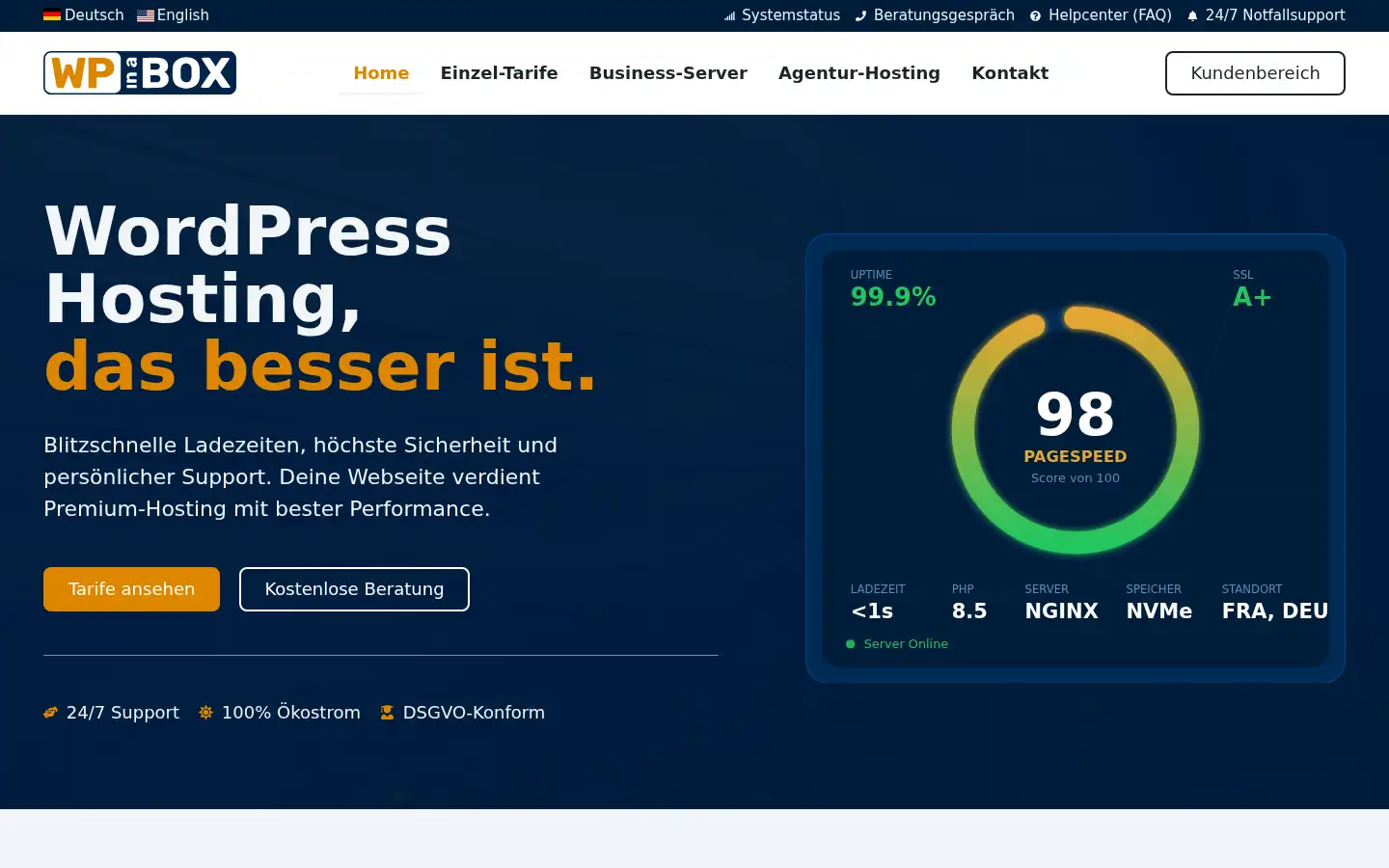 Screenshot of wpinabox.de