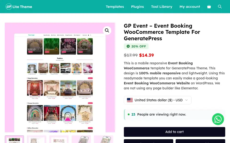 Screenshot of wplitetheme.com
