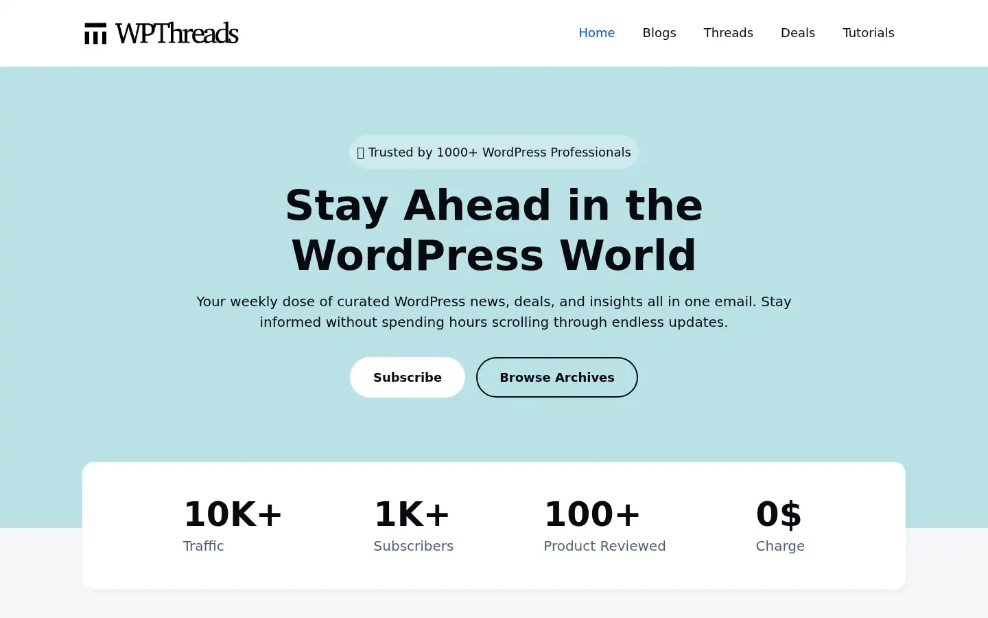 Screenshot of wpthreads.com