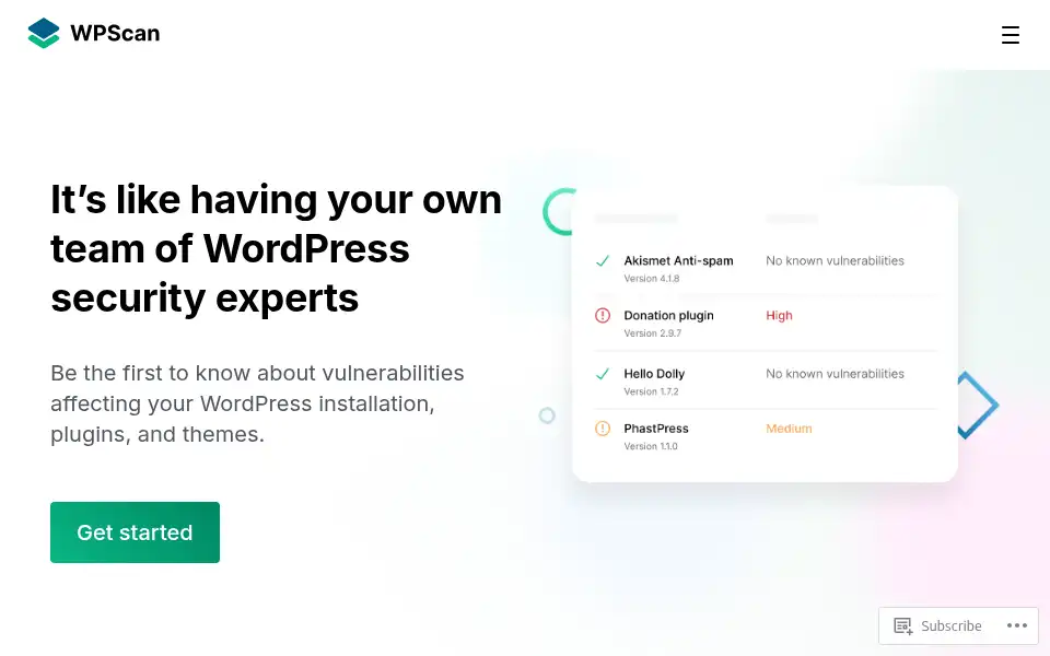Screenshot of wpvulndb.com