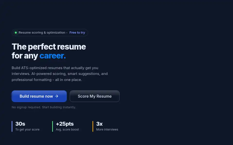 Screenshot of writecv.ai
