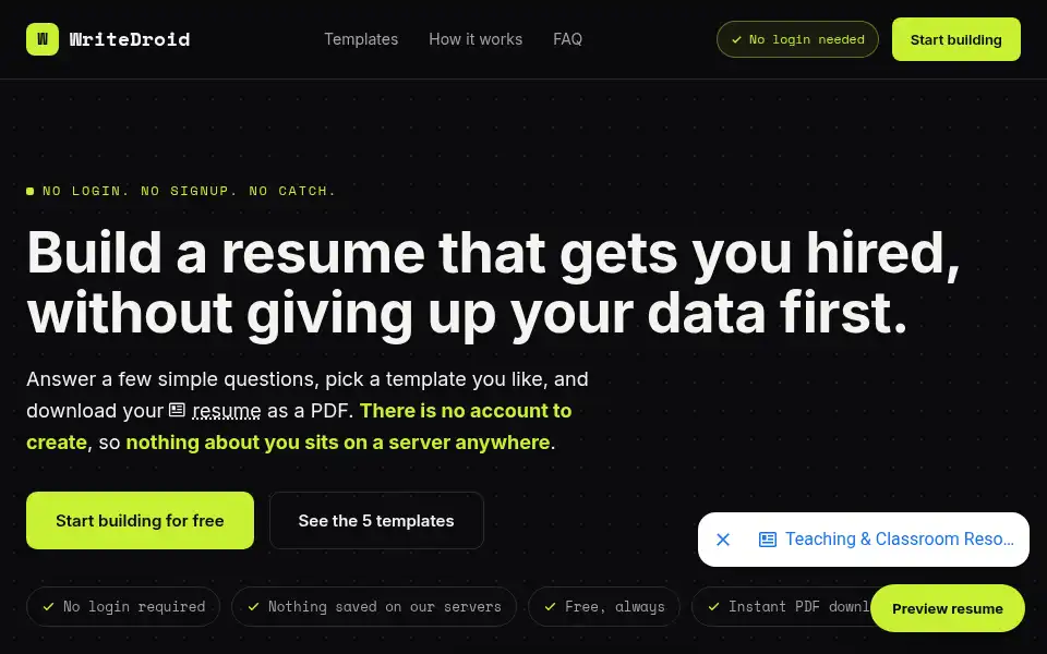 Screenshot of writedroid.in