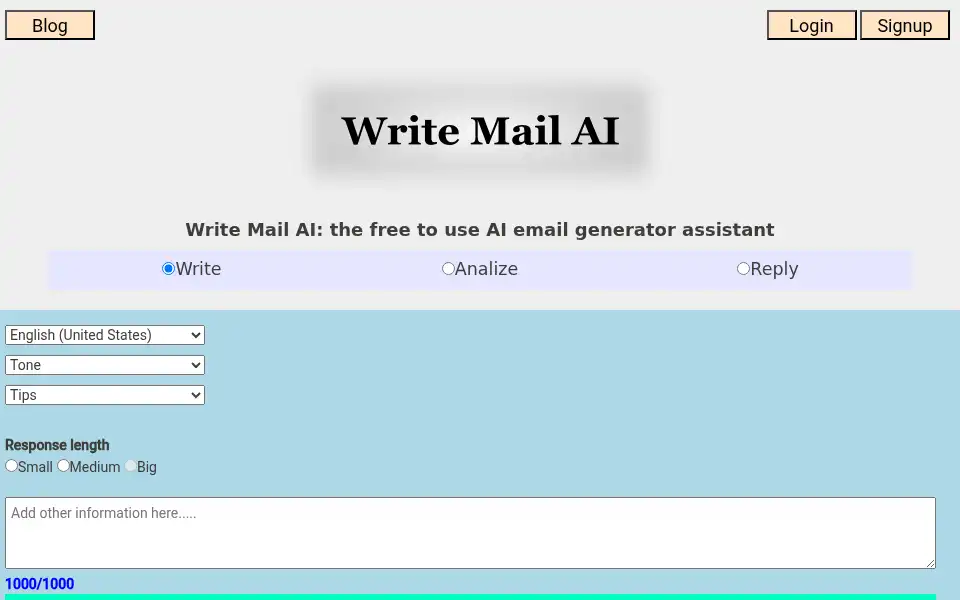 Screenshot of writemailai.com