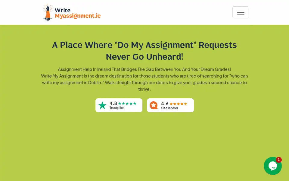 Screenshot of writemyassignment.ie