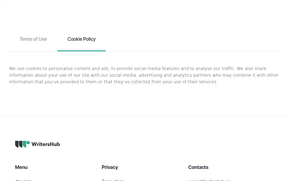 Screenshot of writershub.org