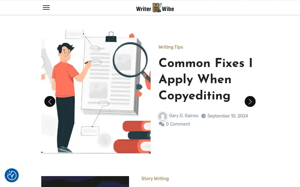 Screenshot of writerwibe.com