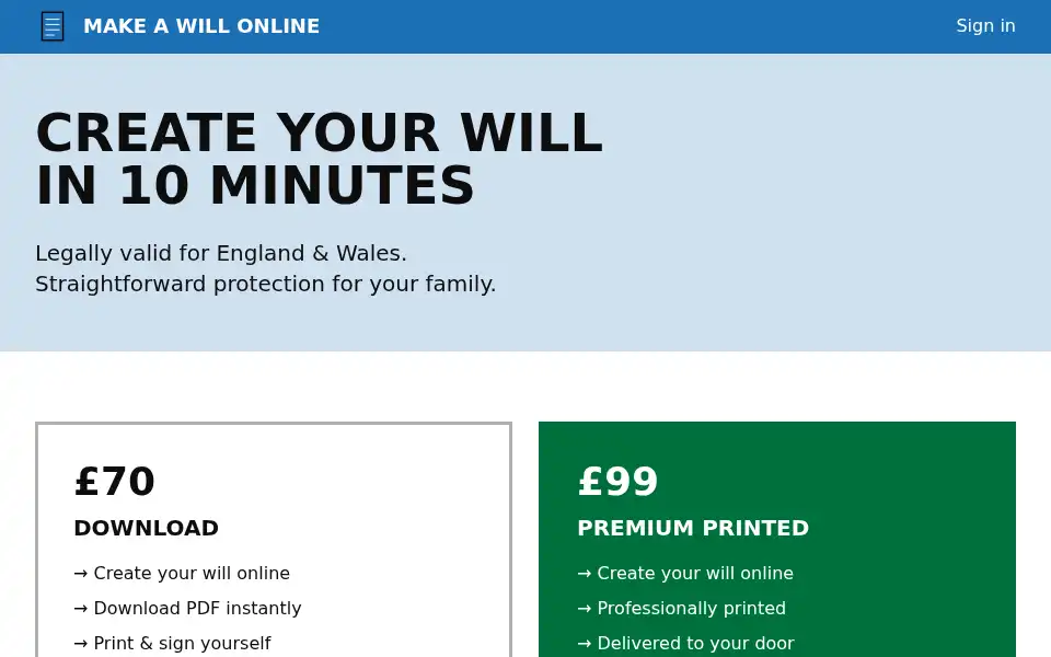 Screenshot of writewillonline.co.uk