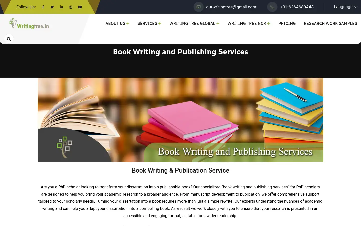 Screenshot of writingtree.in