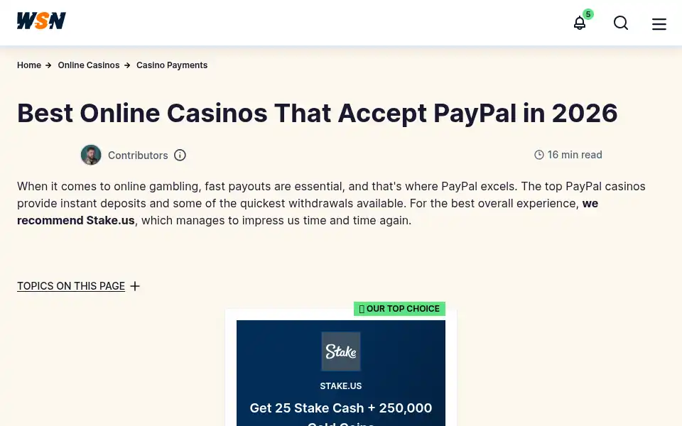 Screenshot of wsn.com