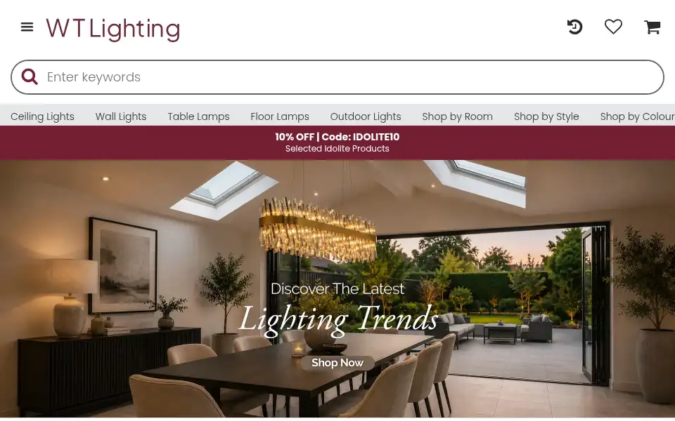 Screenshot of wtlighting.co.uk
