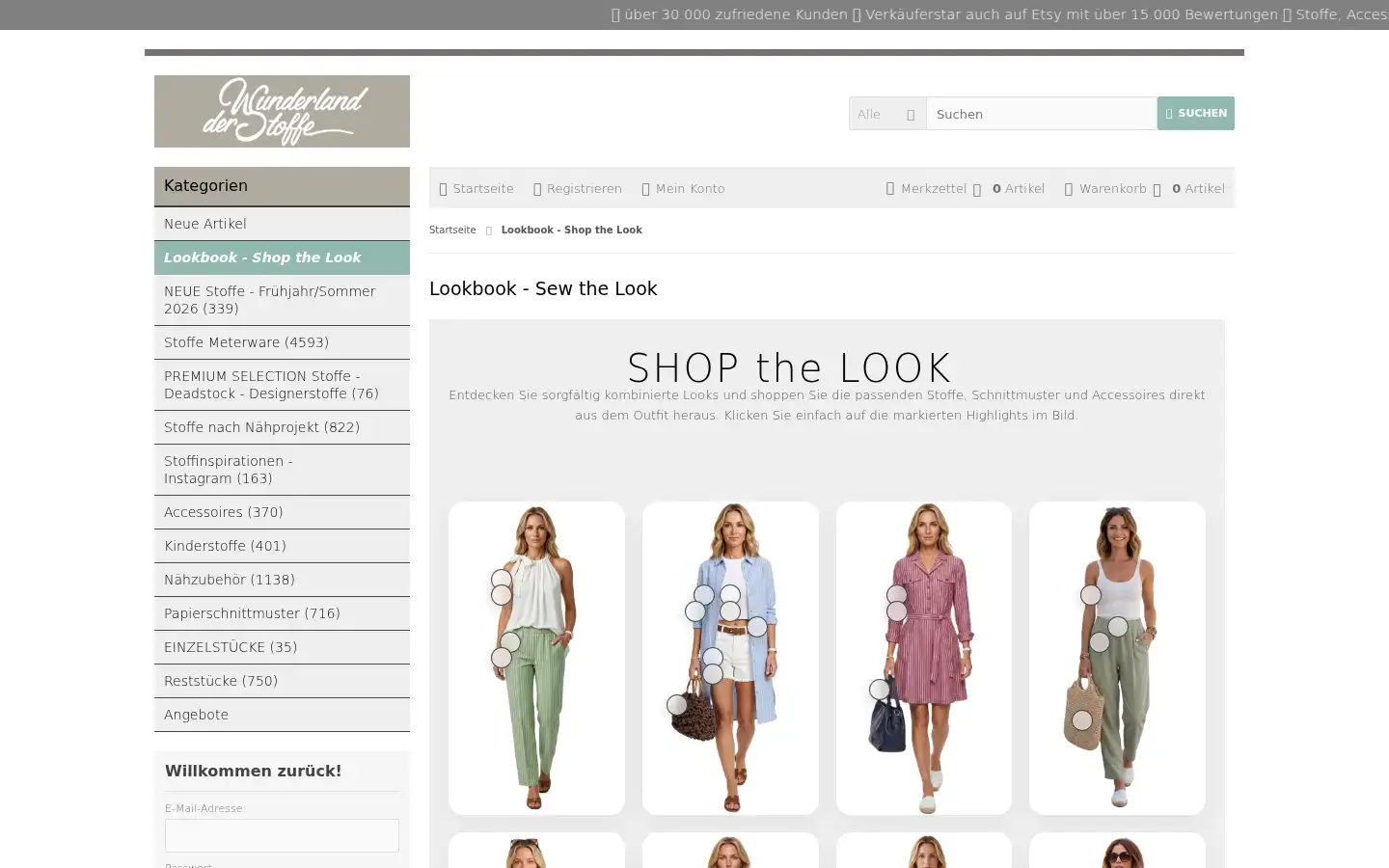 Screenshot of wunderland-der-stoffe.de