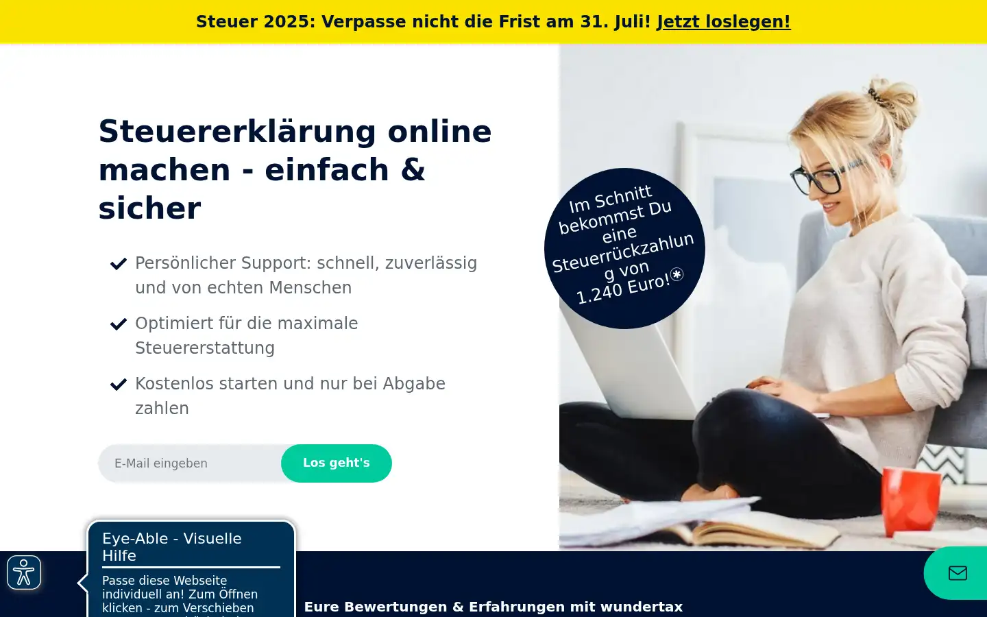 Screenshot of wundertax.de