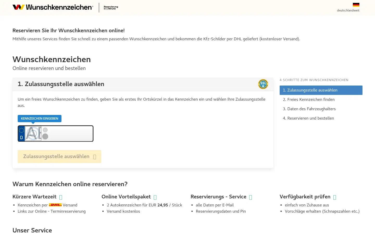 Screenshot of wunschkennzeichen-reservierung.de