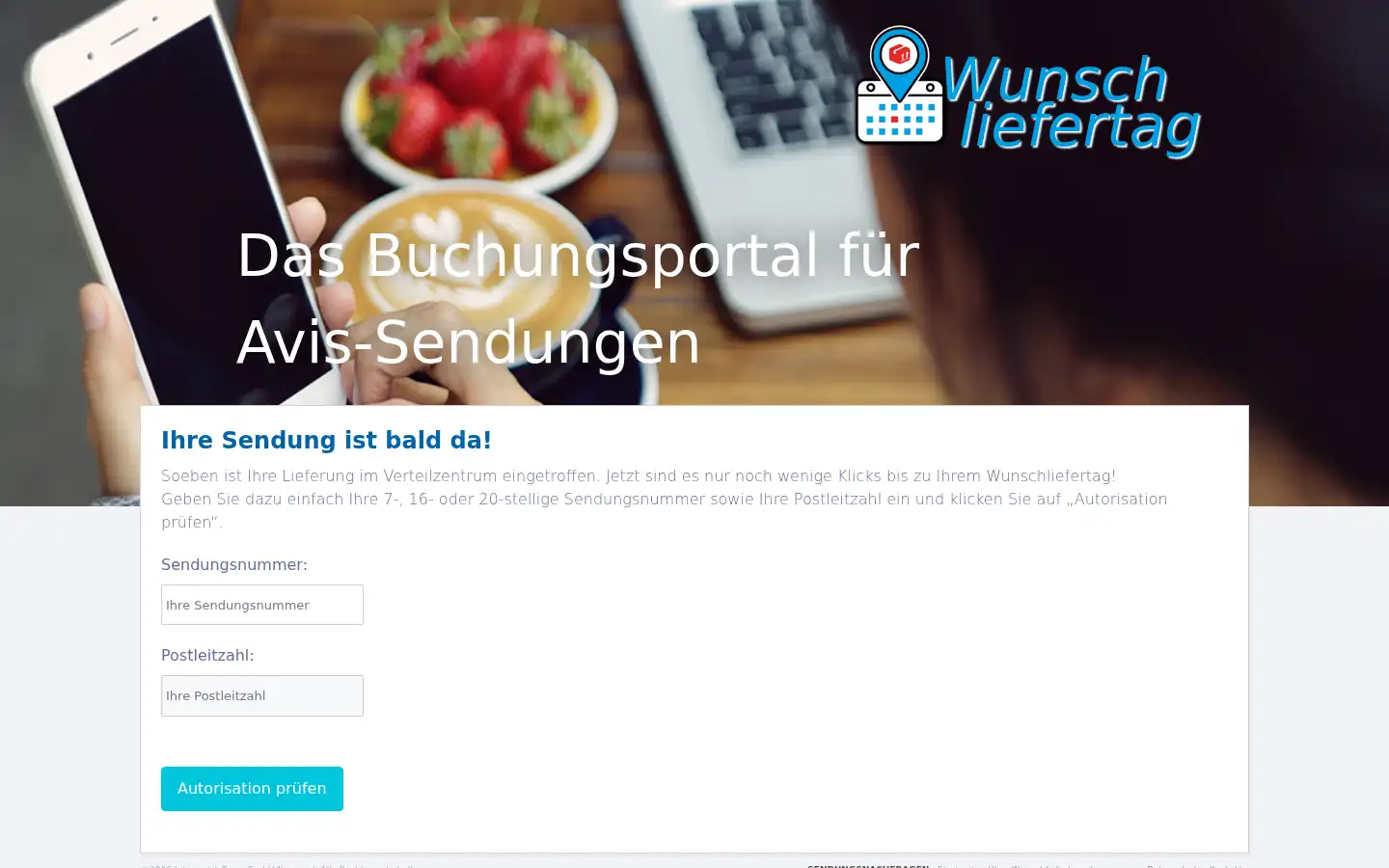Screenshot of wunschliefertag.de