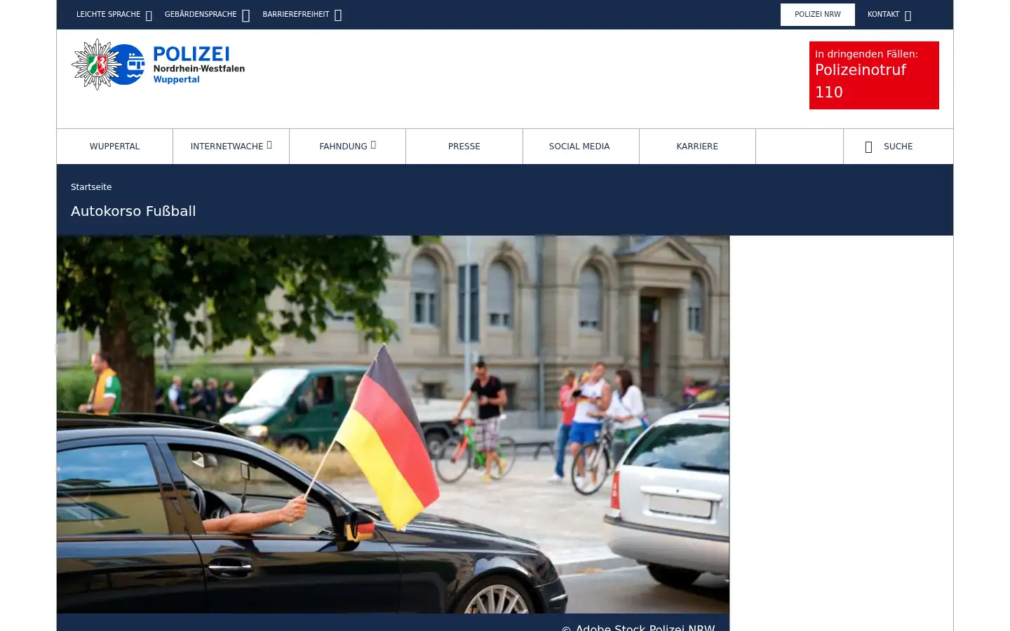 Screenshot of wuppertal.polizei.nrw