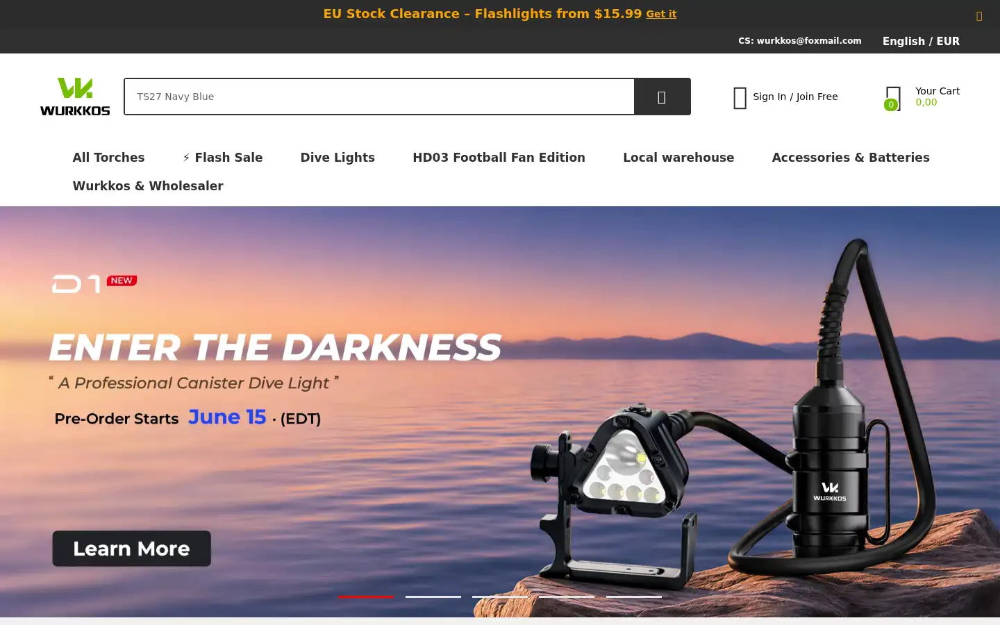 Screenshot of wurkkos.com