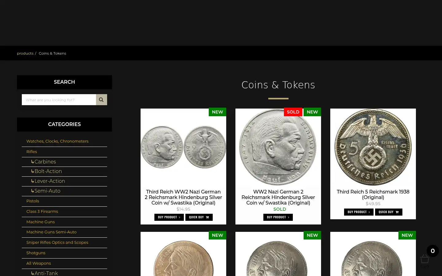 Screenshot of ww2collectibles.com