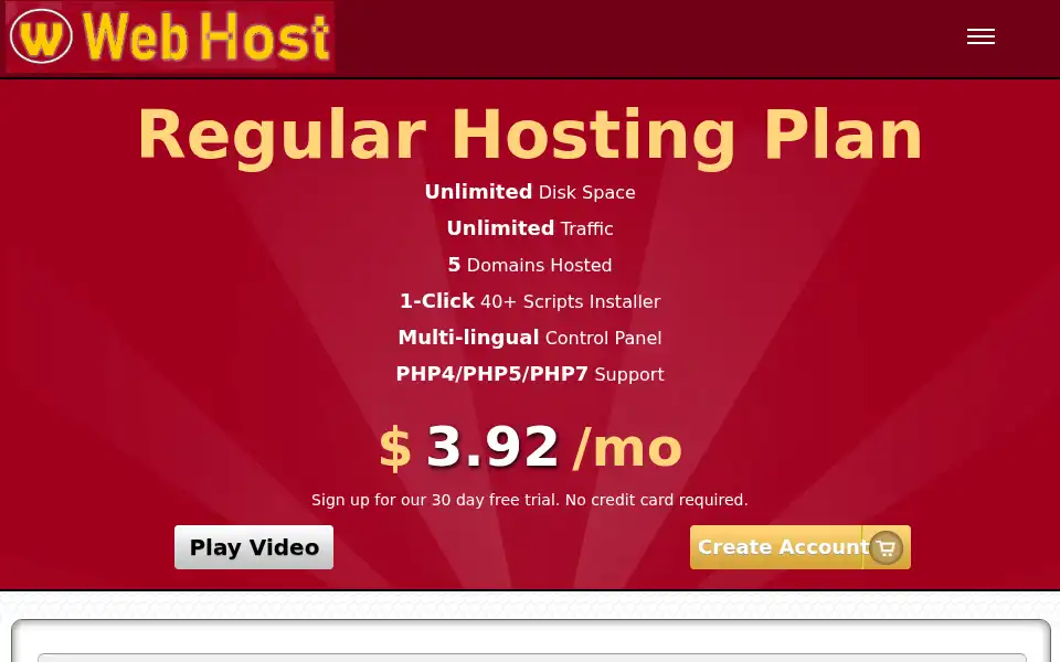 Screenshot of wwebhost.com