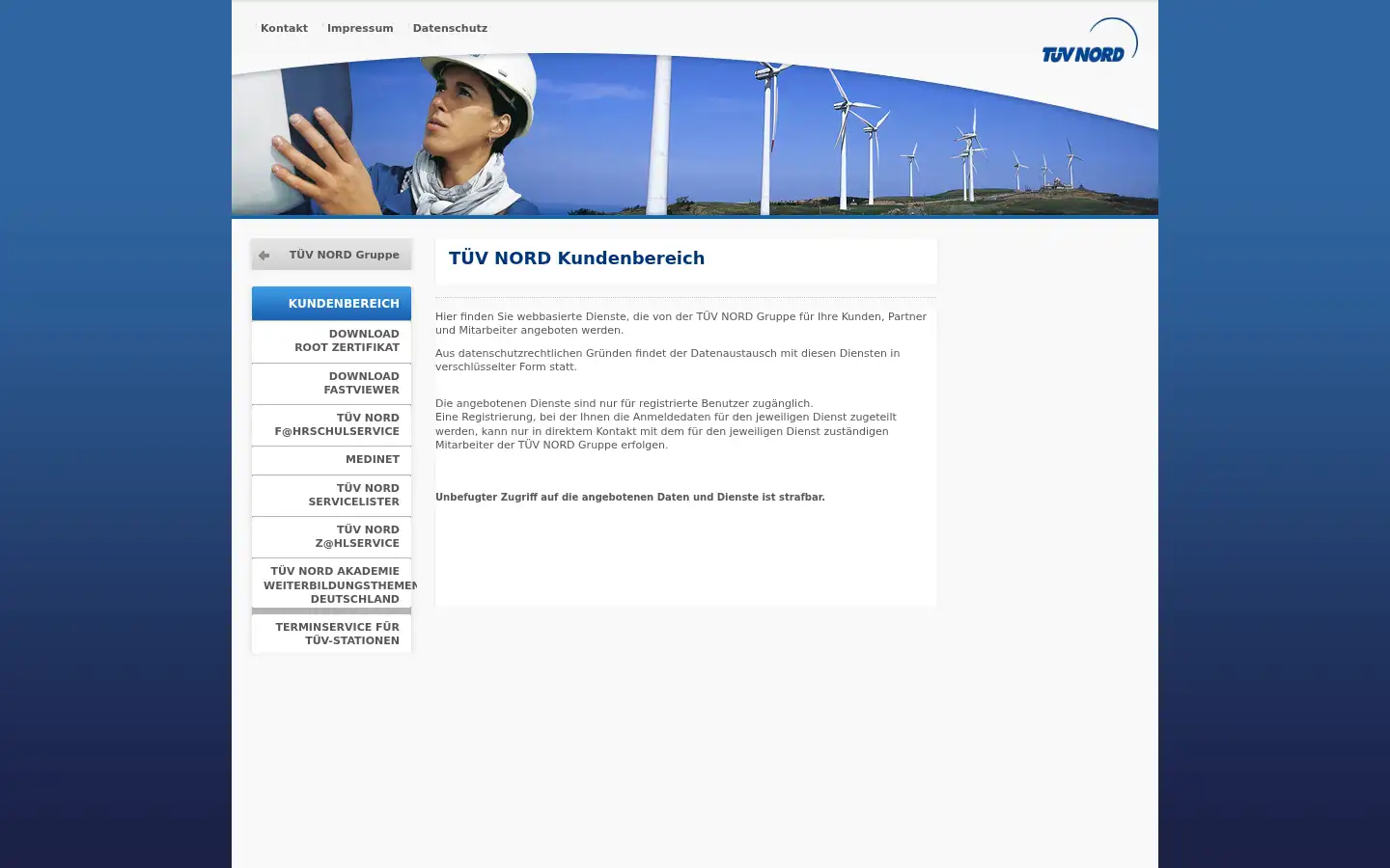 Screenshot of www2.tuev-nord.de