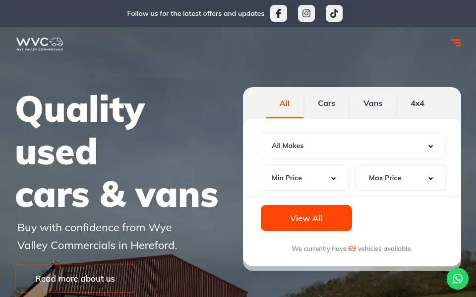 Screenshot of wyevalleycommercials.co.uk