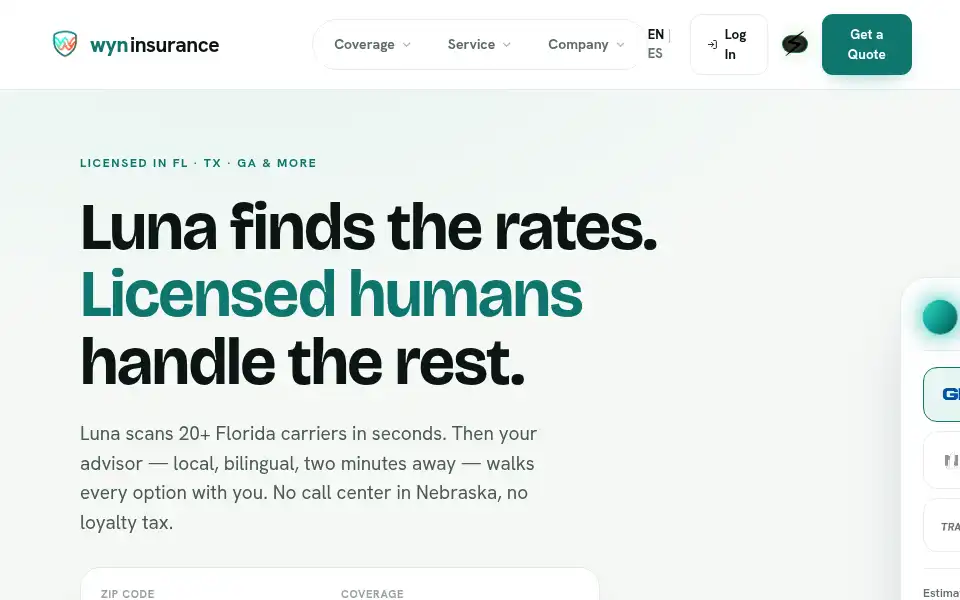 Screenshot of wyninsurance.com