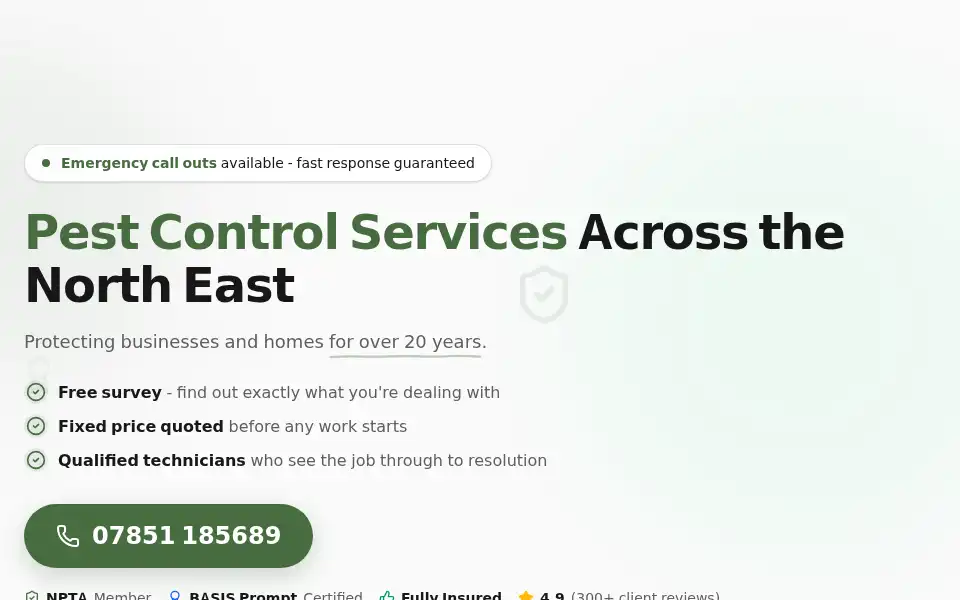 Screenshot of wynyardpestcontrol.co.uk