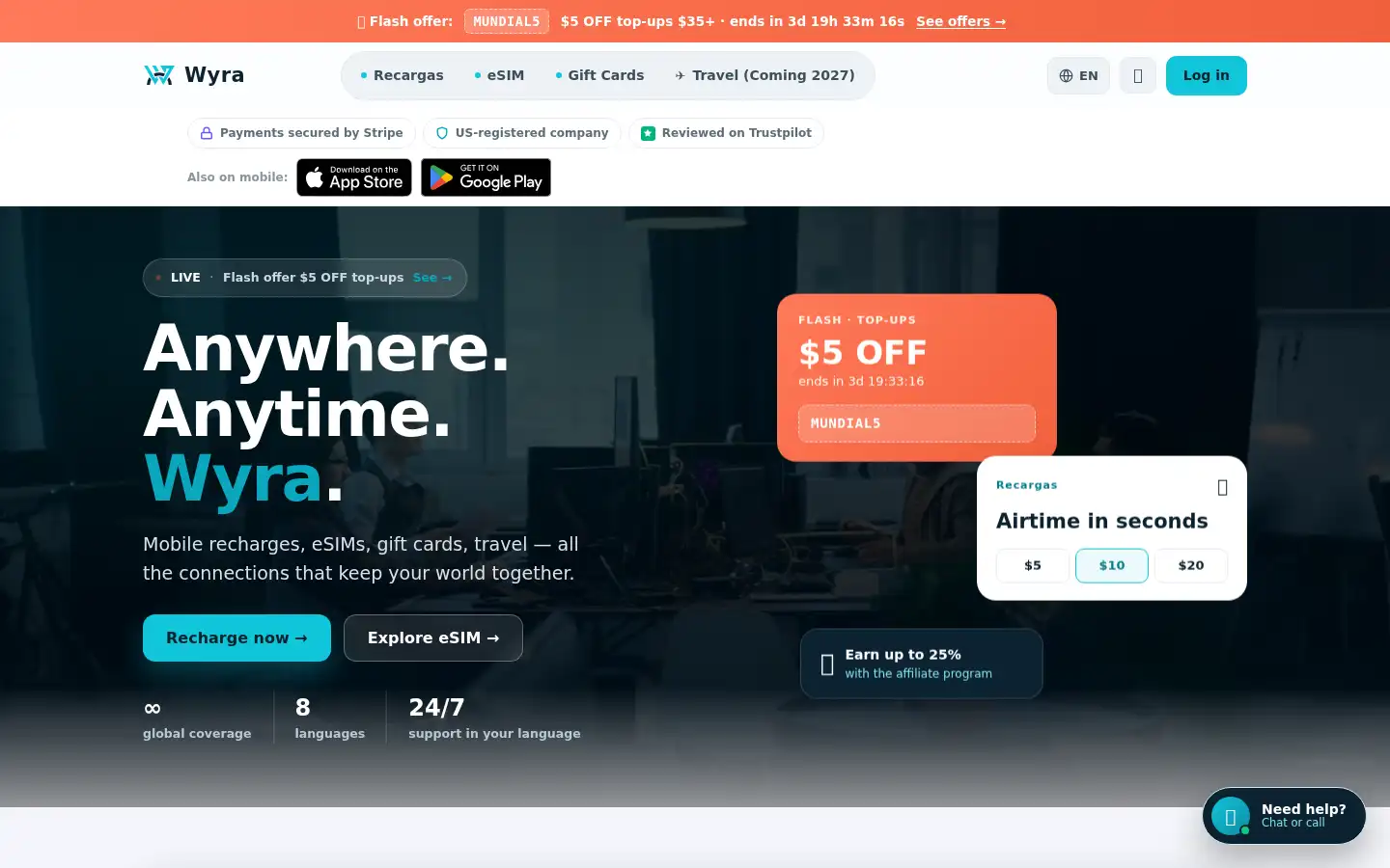Screenshot of wyraapp.com