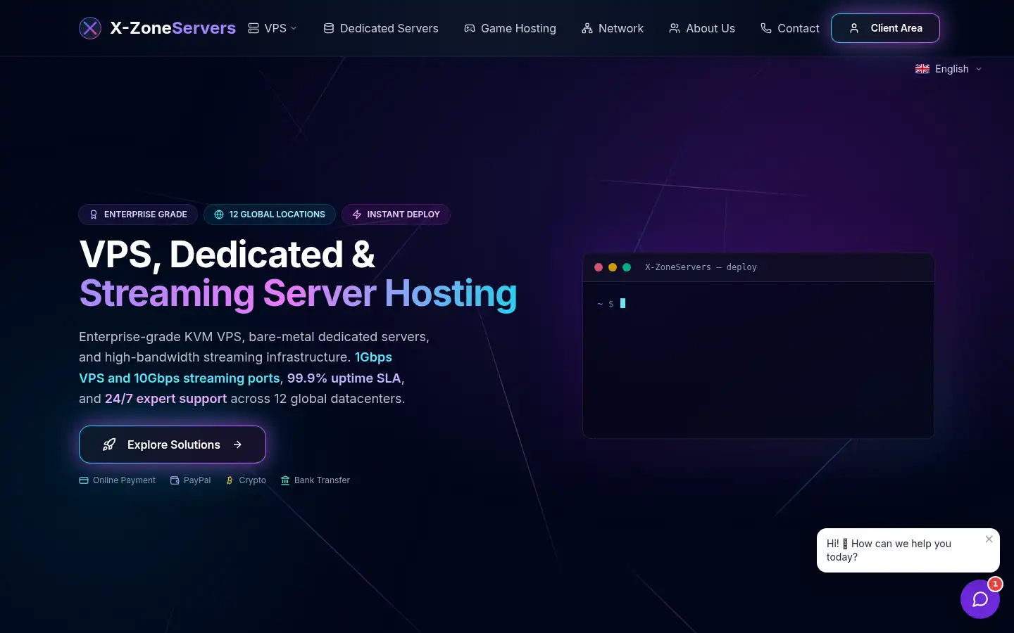 Screenshot of x-zoneservers.com