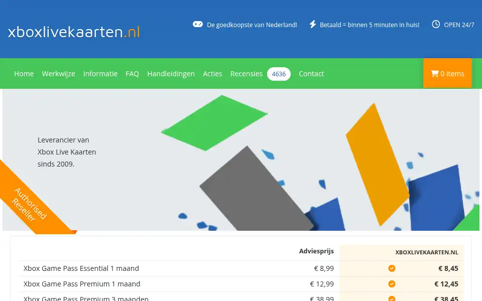 Screenshot of xboxlivekaarten.nl