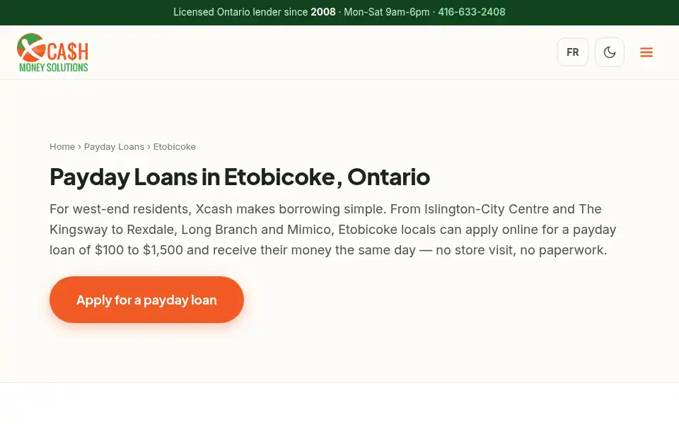 Screenshot of xcash.ca