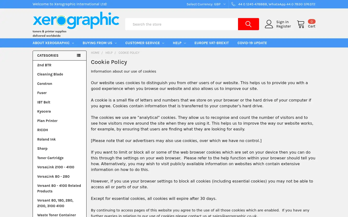 Screenshot of xerographic.co.uk