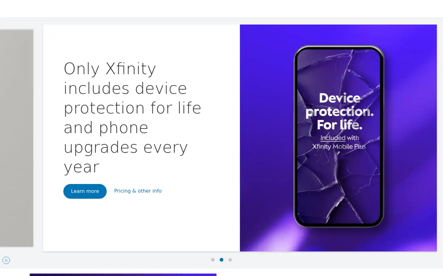 Screenshot of xfinitymobile.com