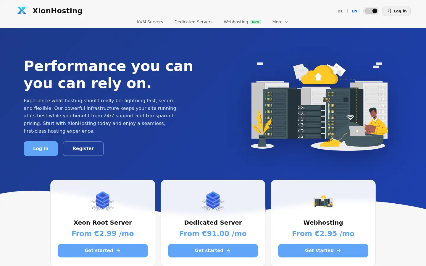 Screenshot of xionhosting.com