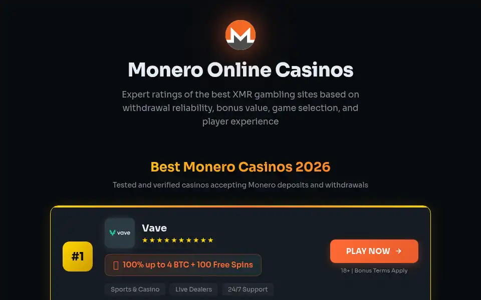 Screenshot of xmrcasino.net