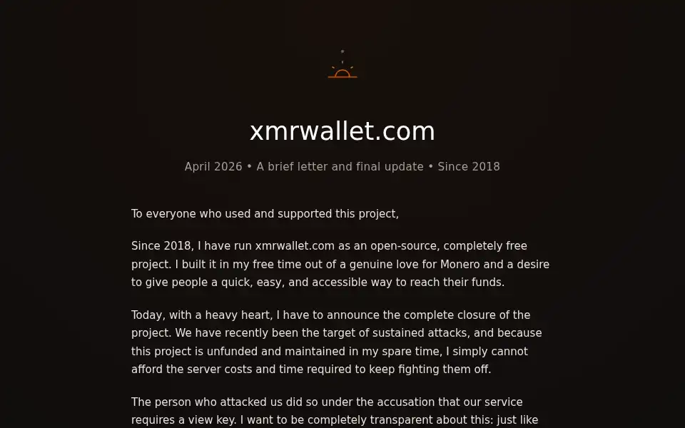 Screenshot of xmrwallet.com