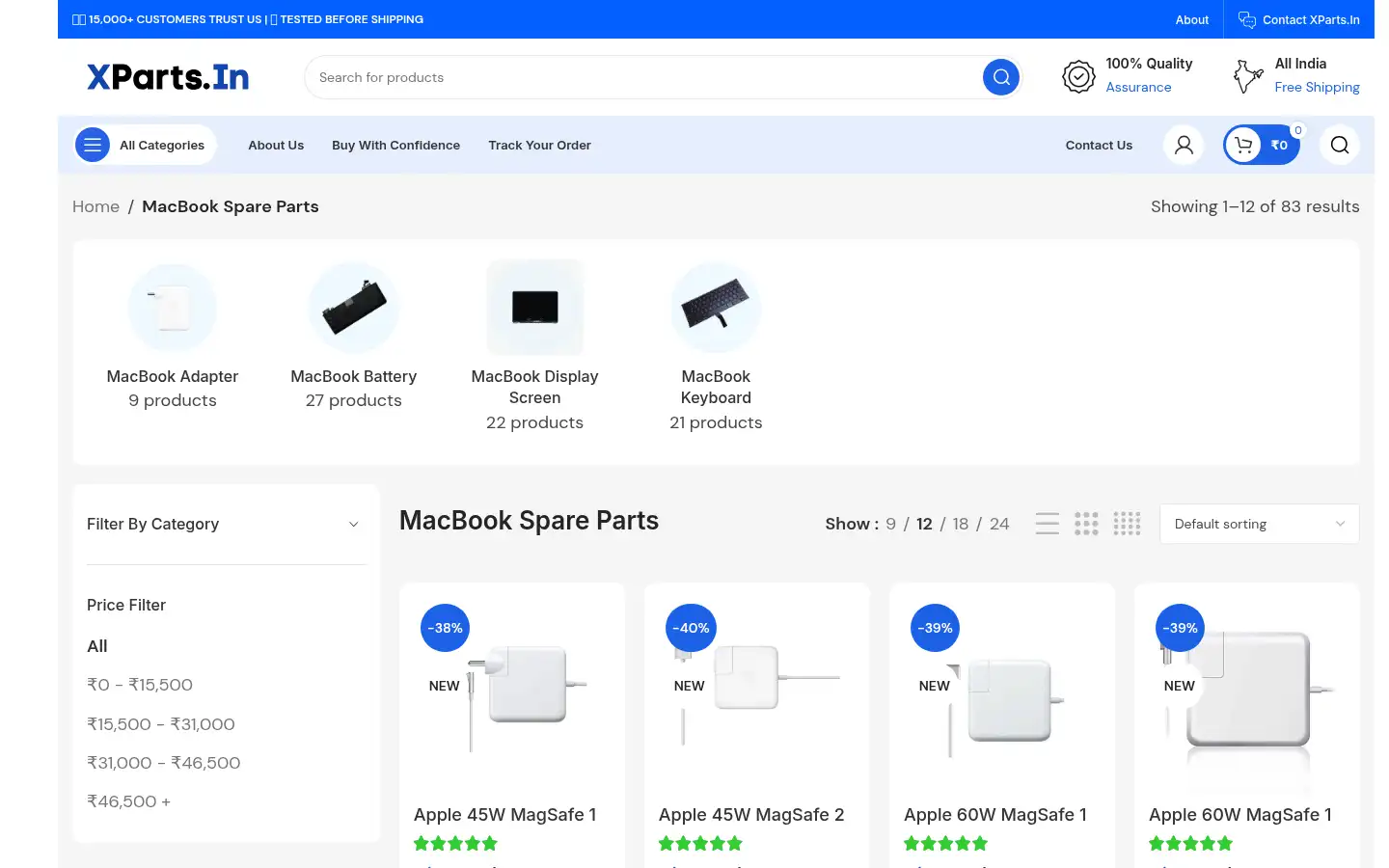 Screenshot of xparts.in
