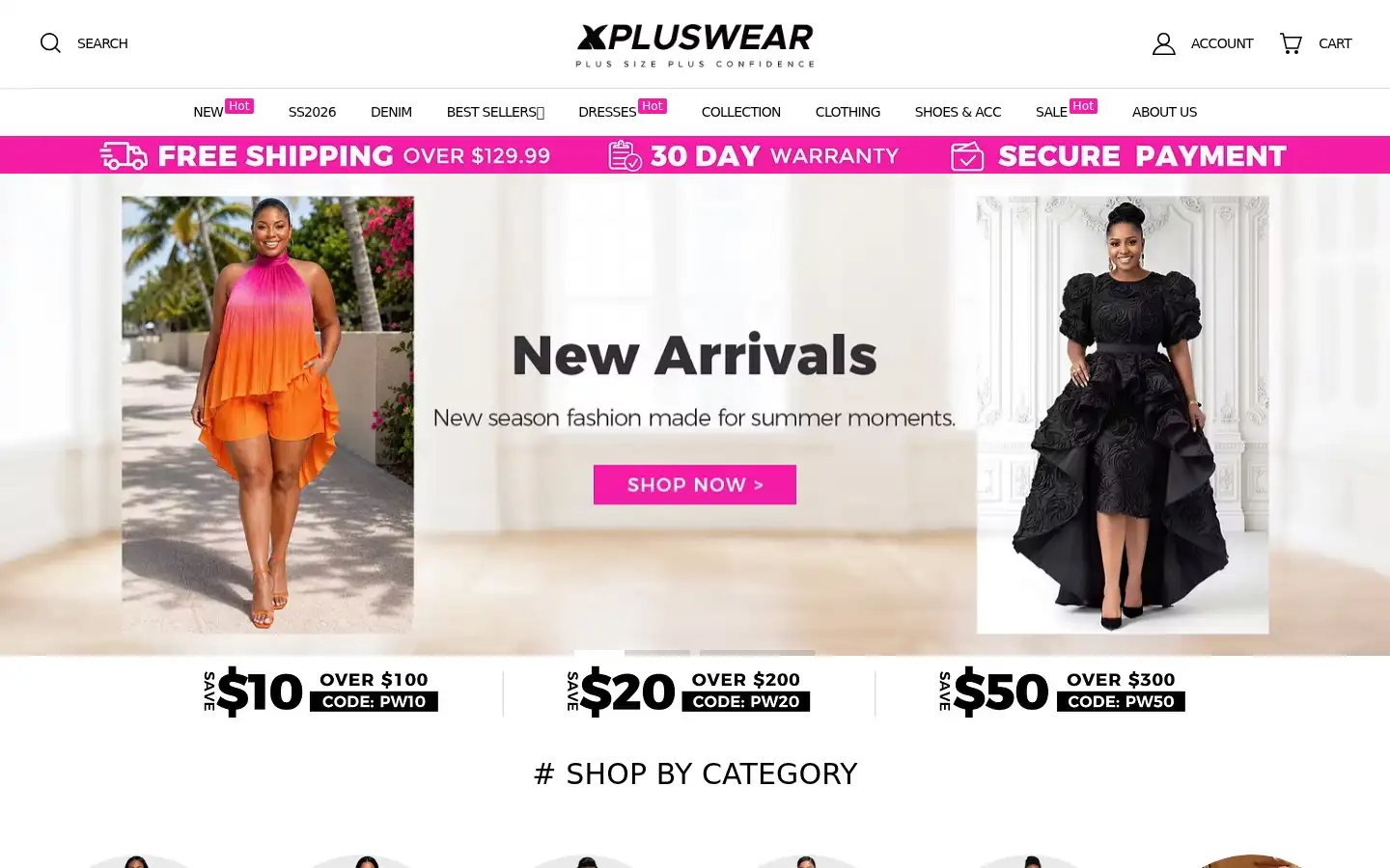 Screenshot of xpluswear.com