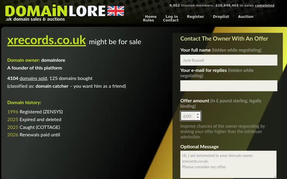 Screenshot of xrecords.co.uk