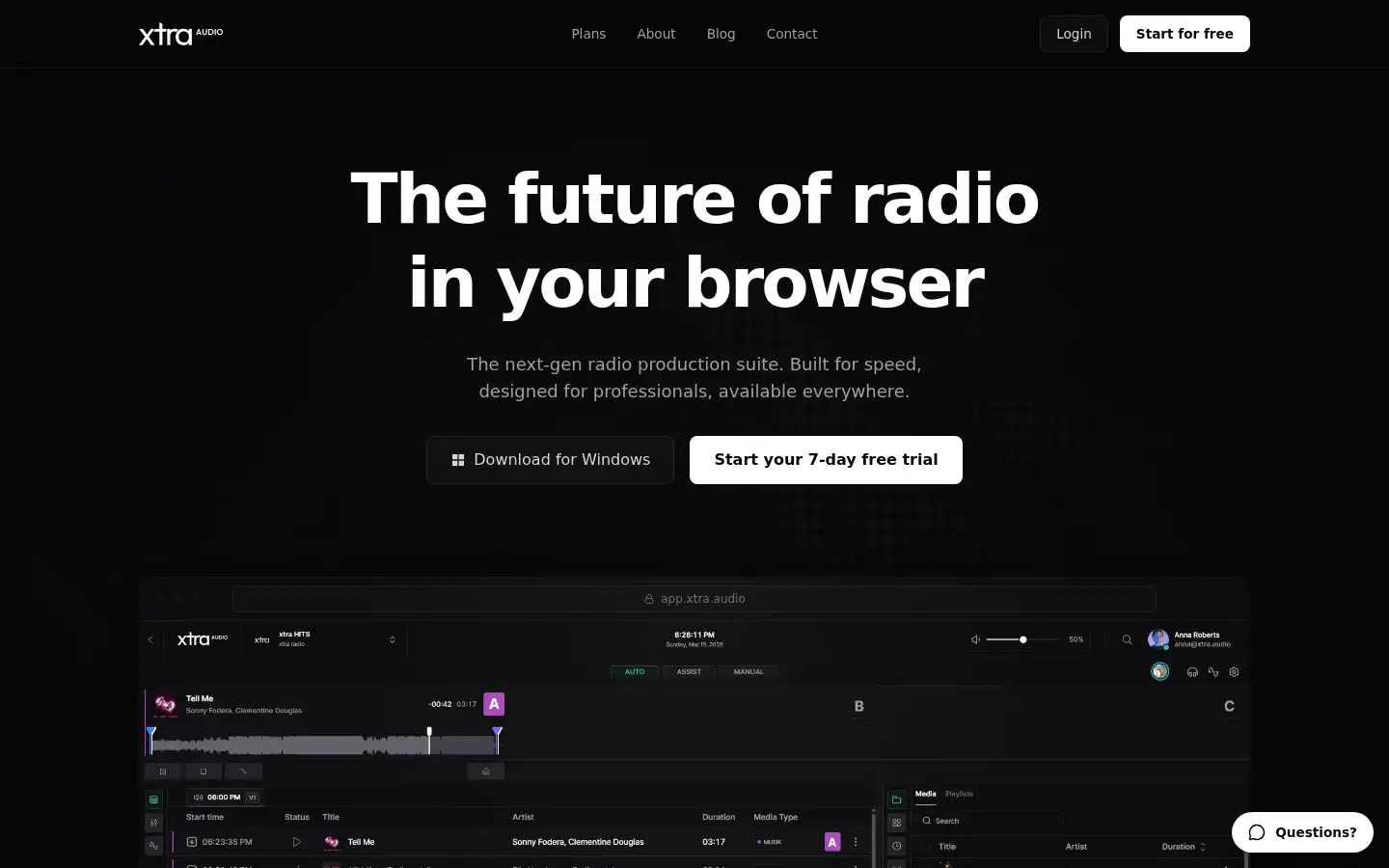 Screenshot of xtra.audio