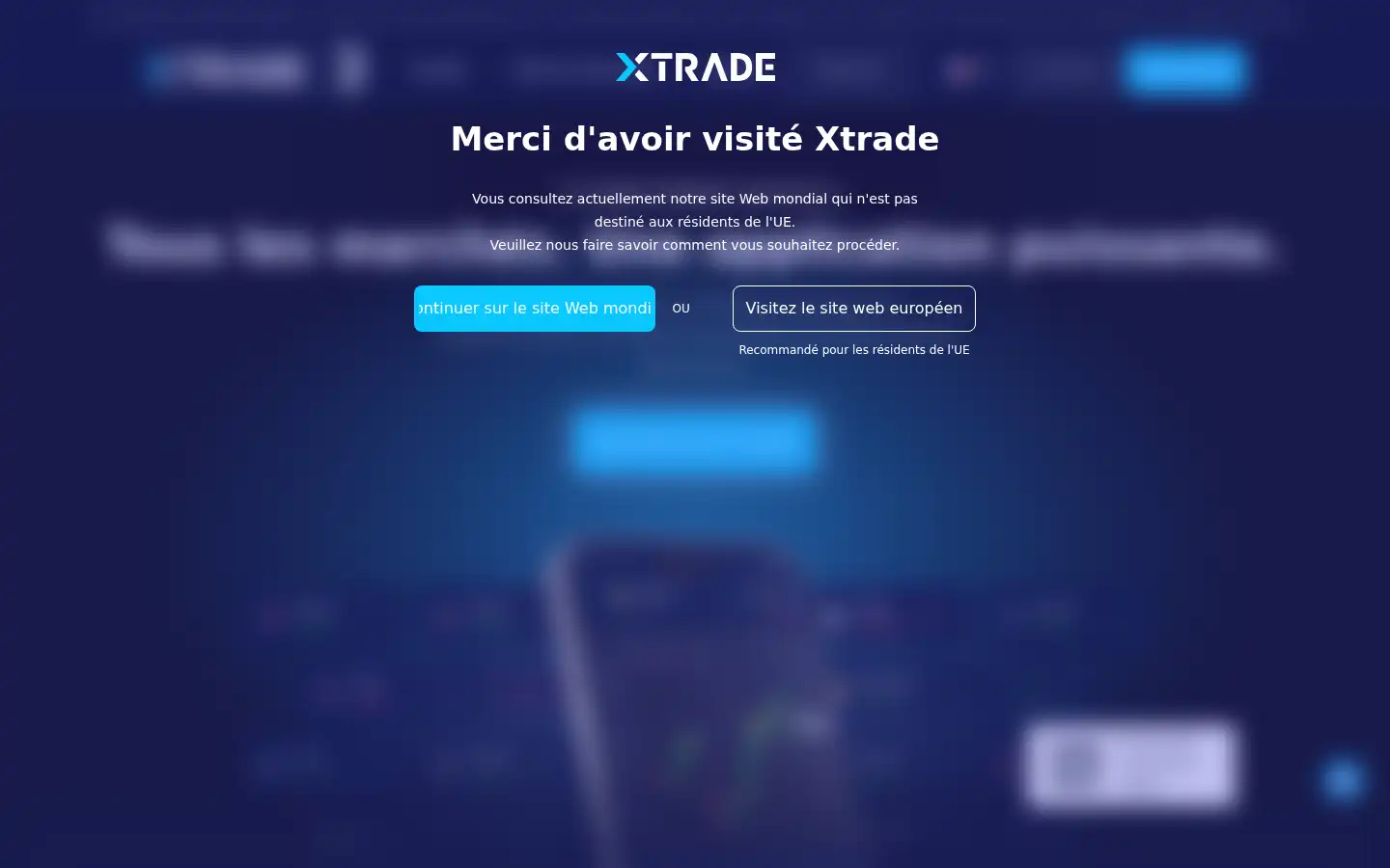 Screenshot of xtrade.com