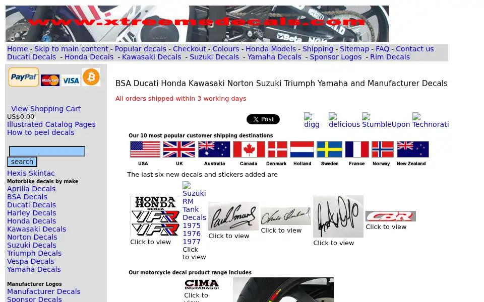Screenshot of xtreemedecals.com
