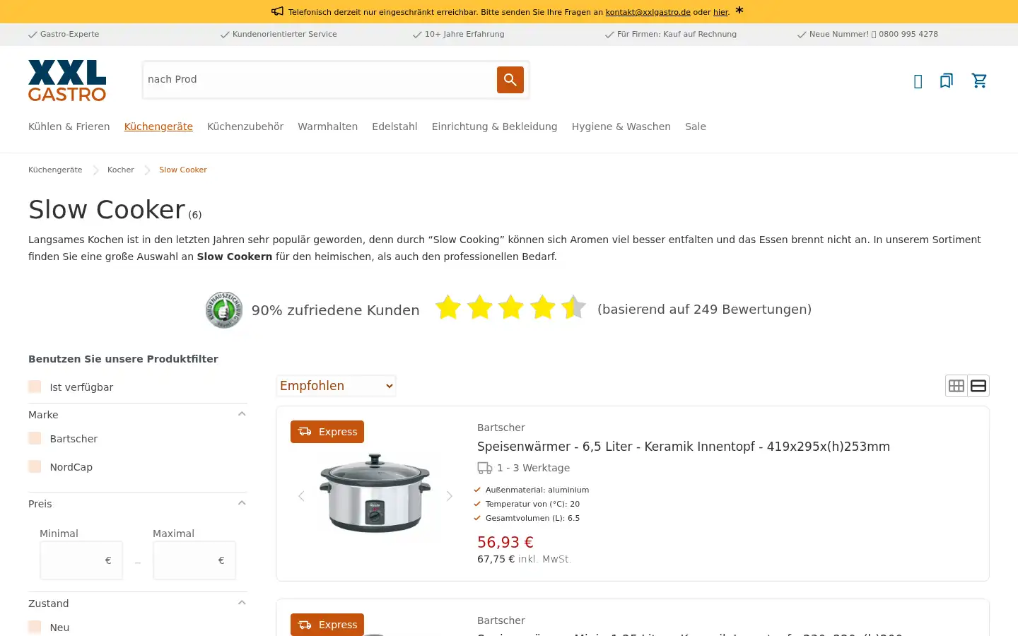 Screenshot of xxlgastro.de