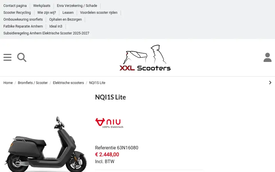 Screenshot of xxlscooters.nl