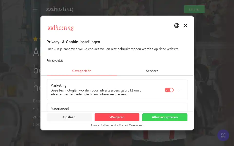 Screenshot of xxlwebhosting.nl