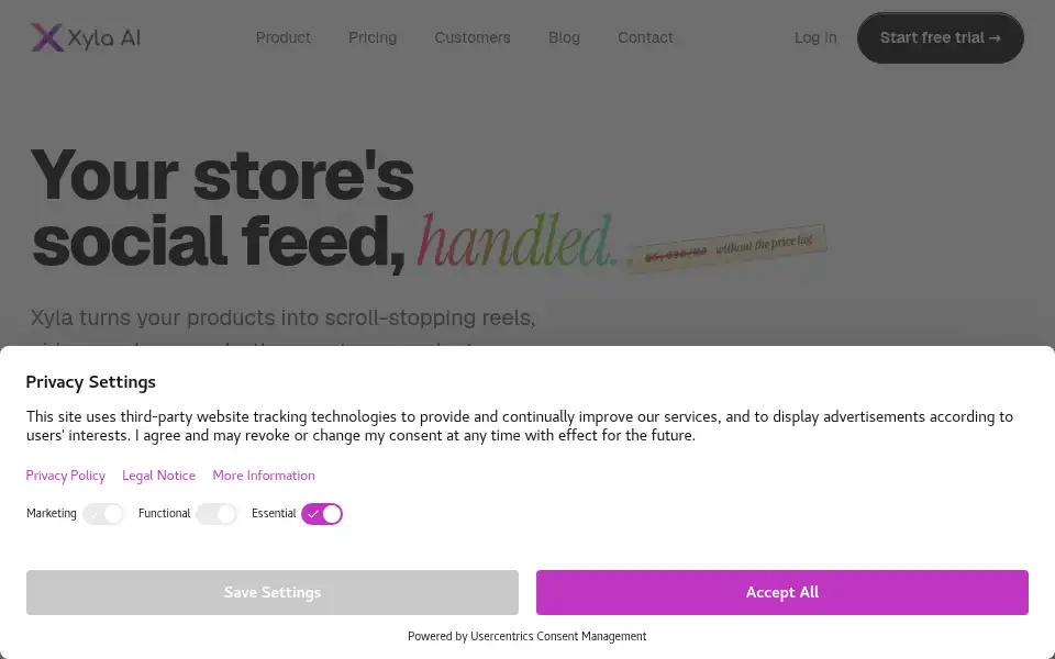 Screenshot of xyla.ai