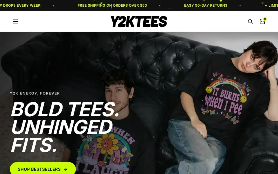 Screenshot of y2ktees.com