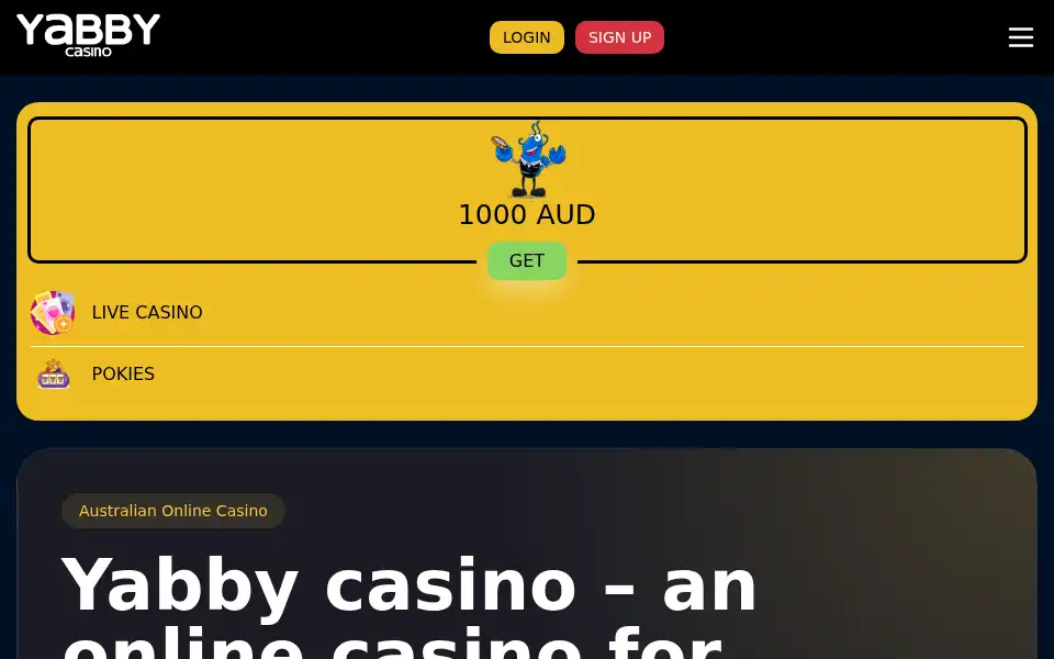 Screenshot of yabbycasinoau.net